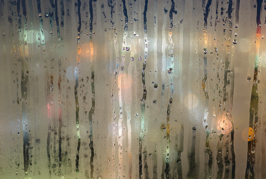 window with condensation on it