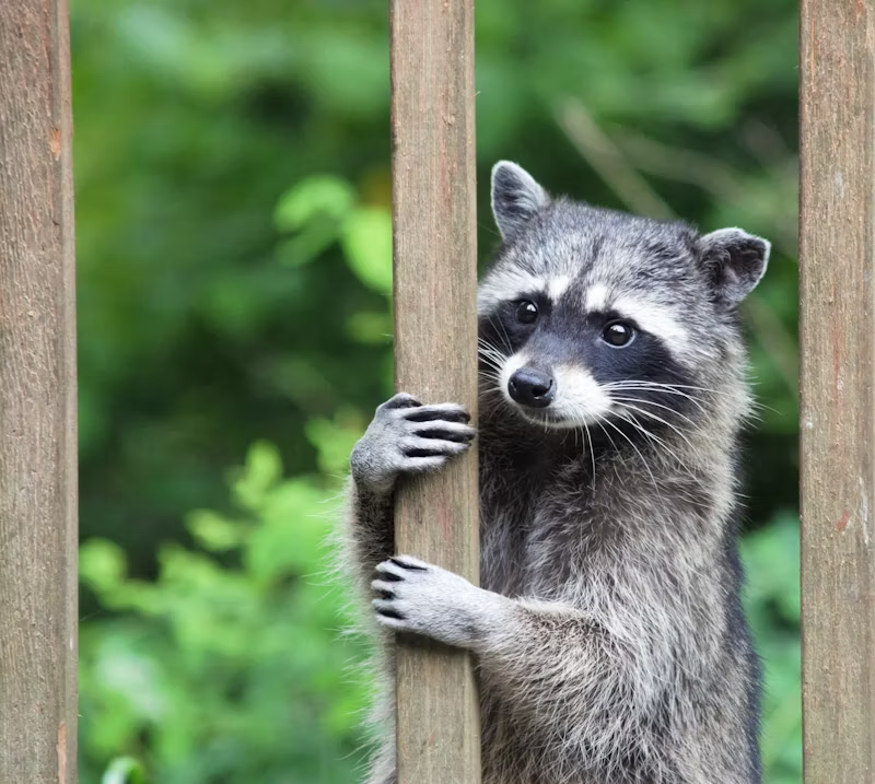 raccoon holding a beam tenderly