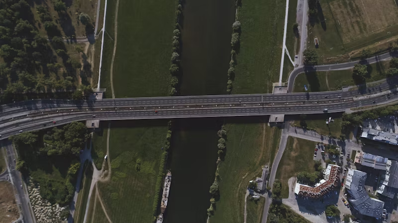 a set of highway lanes running either way