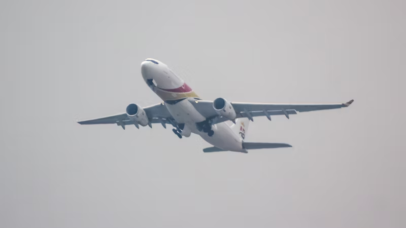 an airplane taking off