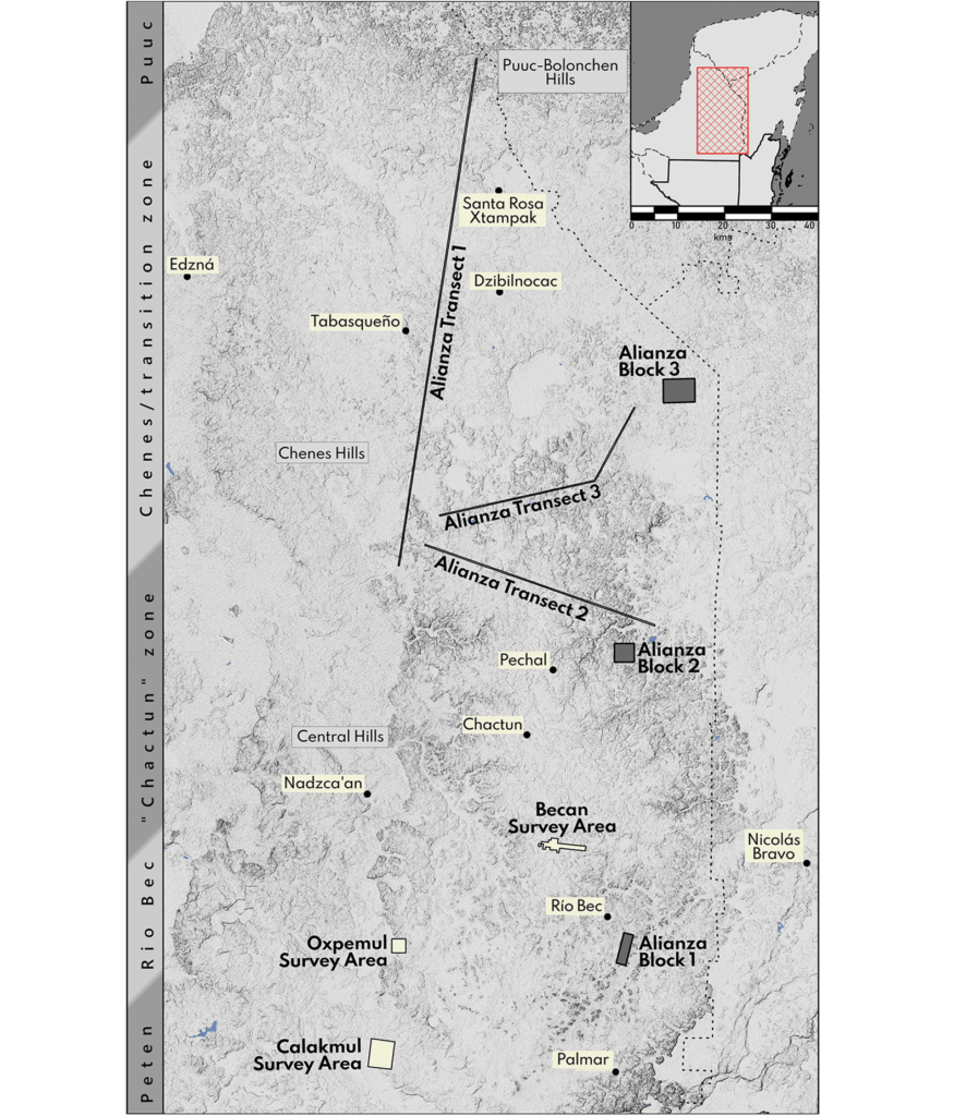 Figure 1. Alianza lidar survey areas in Campeche