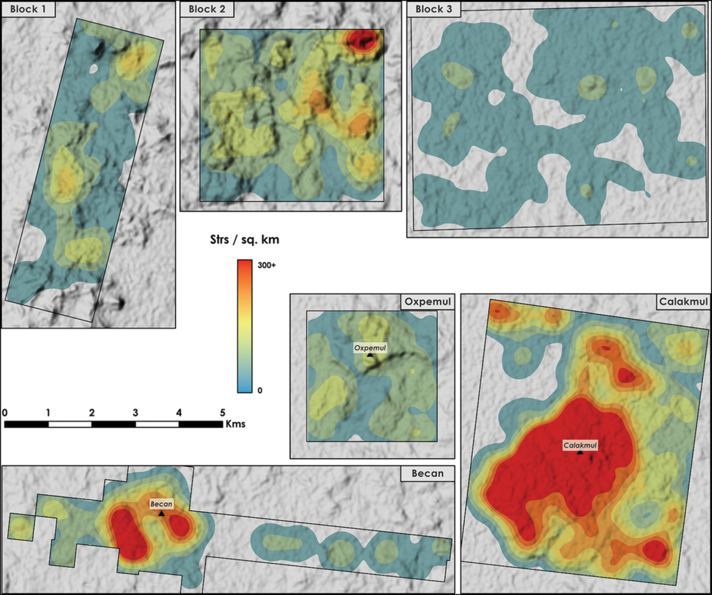 Figure 7. Comparison of settlement density between six areas in central Campeche