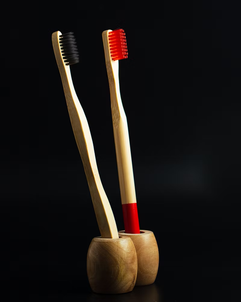 a pair of toothbrushes 