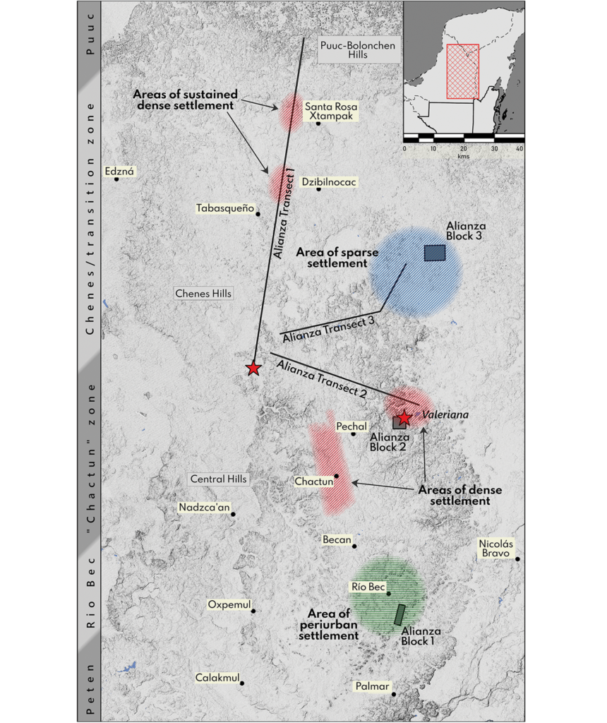 Figure 10. Sites and settlement densities in the Alianza survey area