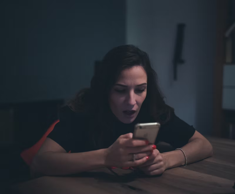 woman on her phone