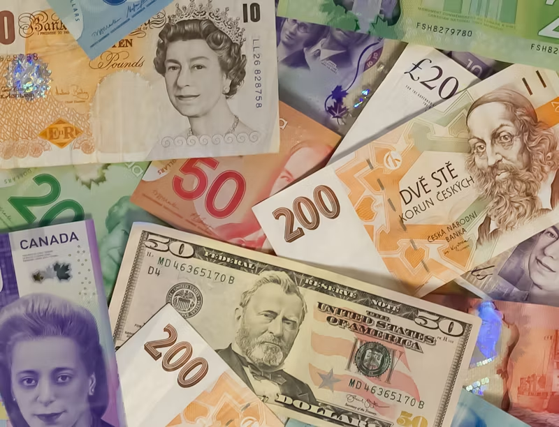 different currencies mixed together