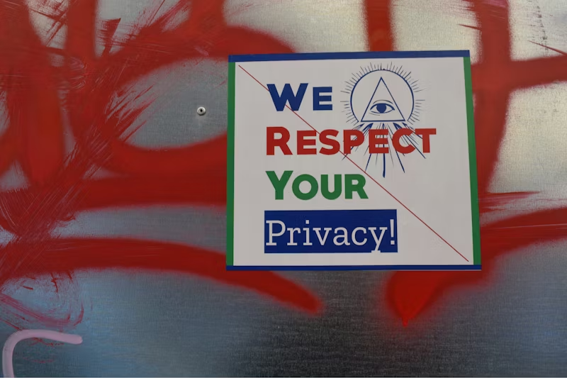 Sticker saying "we respect your privacy"