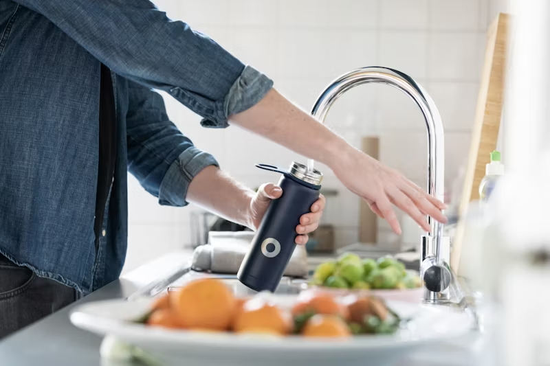 filling up a water bottle