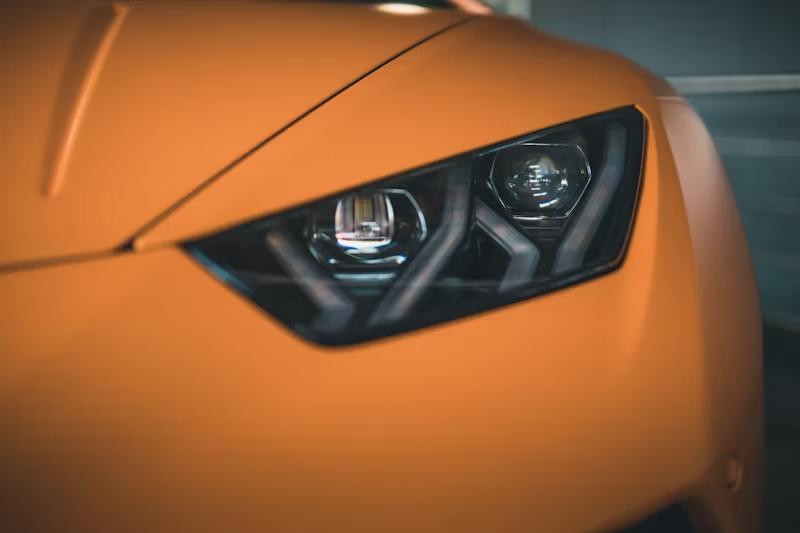 close-up of a car's headlight