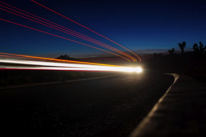 long exposure photo of a vehicle's headlights