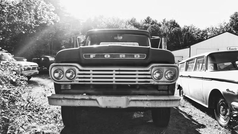 an old school ford truck and their headlights 