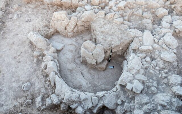 Remains of an ancient kiln for pottery production, one of the earliest discovered in Israel, in an image released on October 29, 2024.