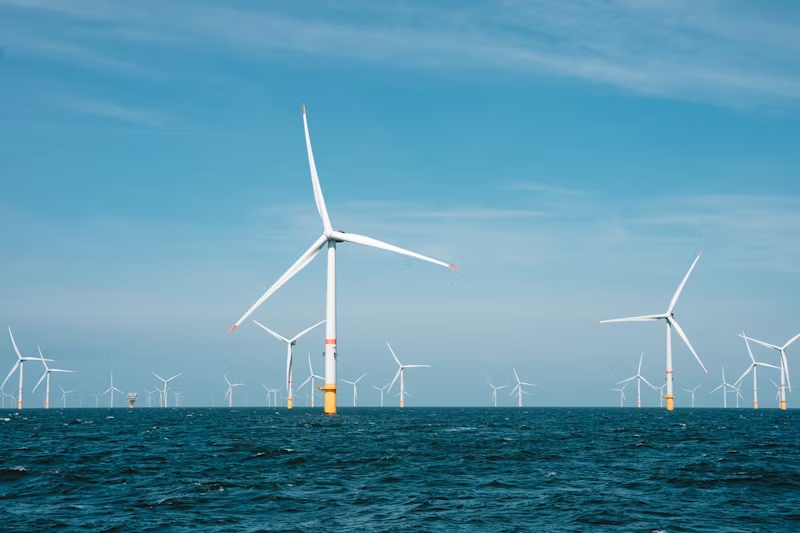 wind turbines across the water
