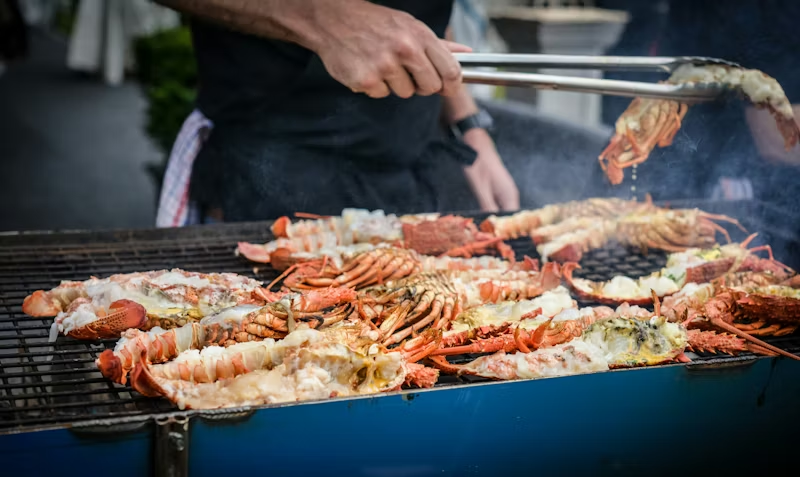lobsters grilling