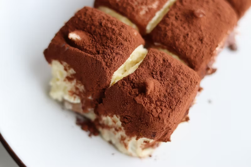 dessert covered in cacao powder
