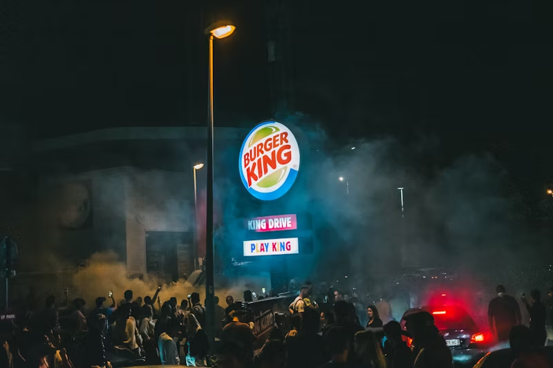 Burger King sign at night