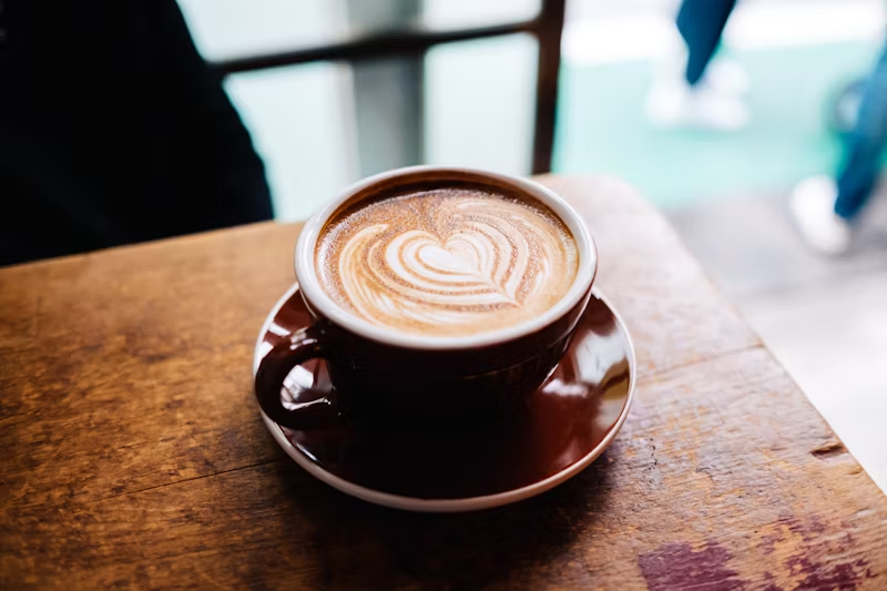 a latte in a cafe