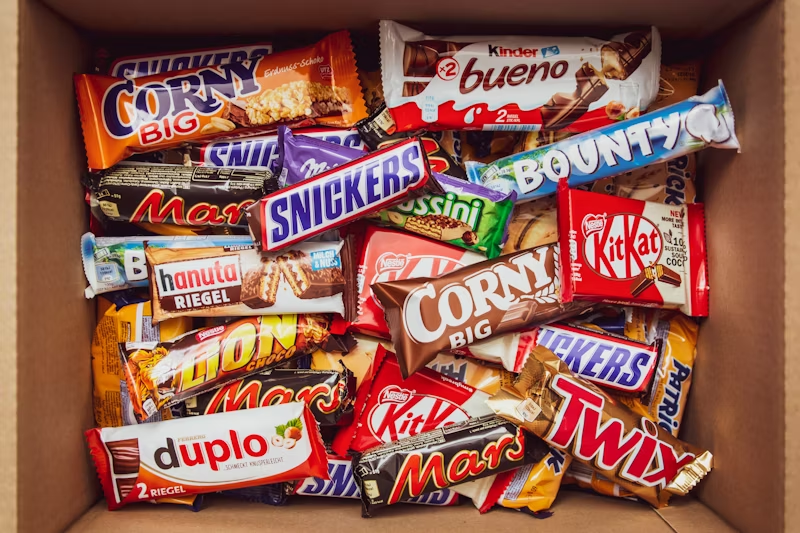 a box of assorted candy bars