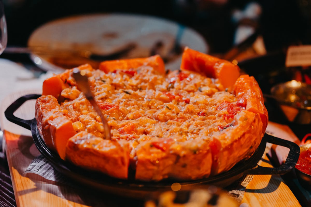 a deep dish pizza