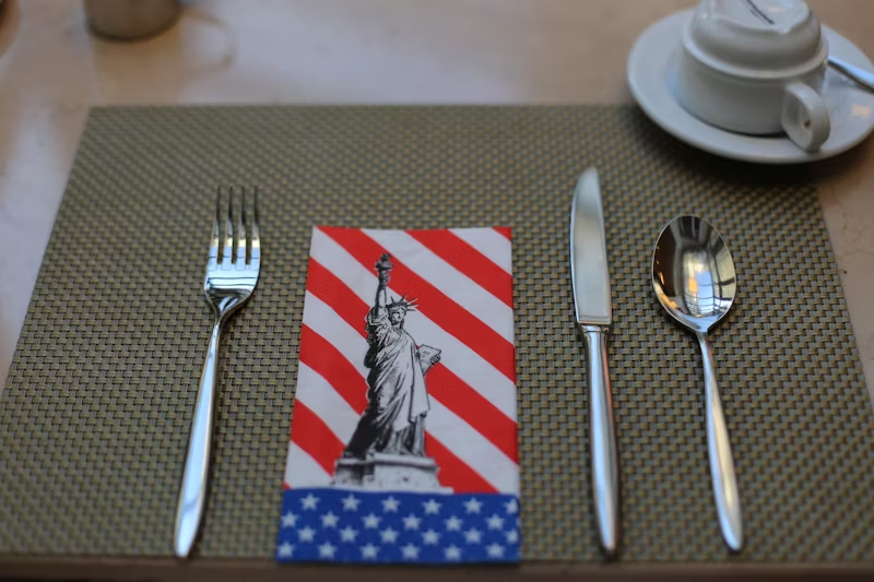 American pamphlet set with table  settings 
