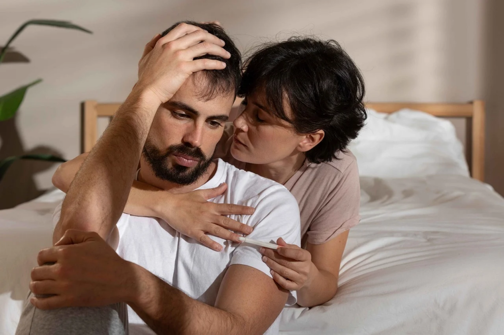 a man and woman working through a problem