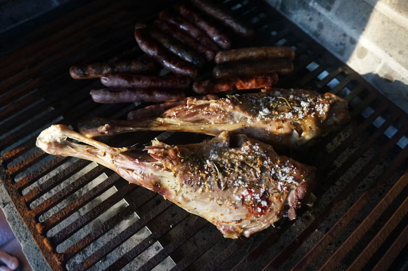 assorted meat on a grill