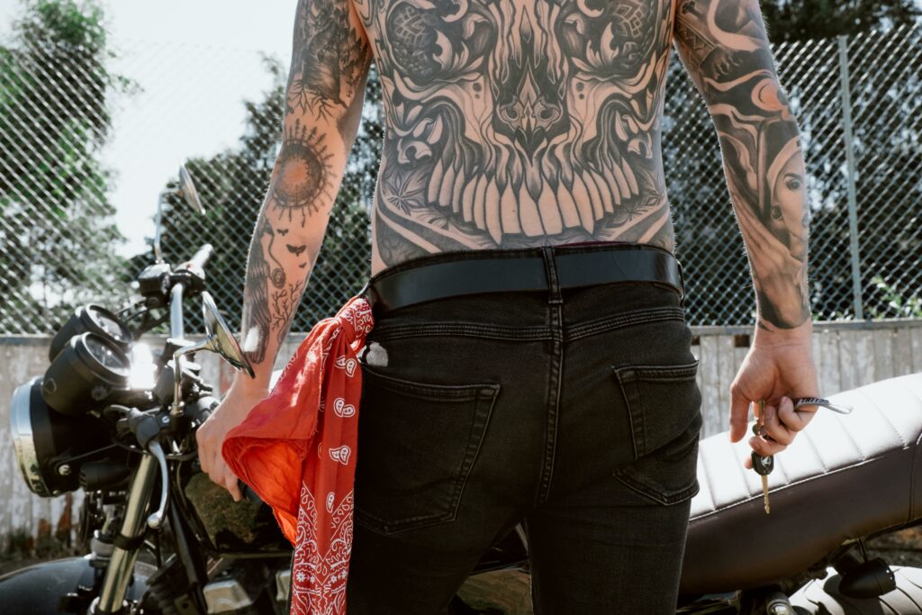 a man with skull tattoo 