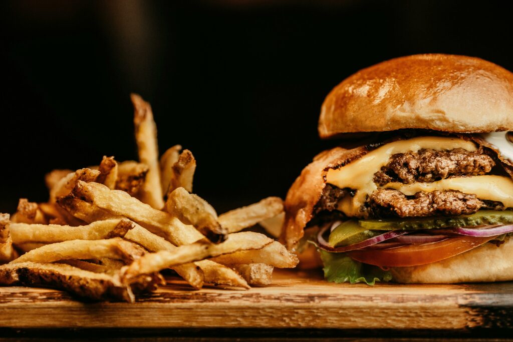 burger and fries