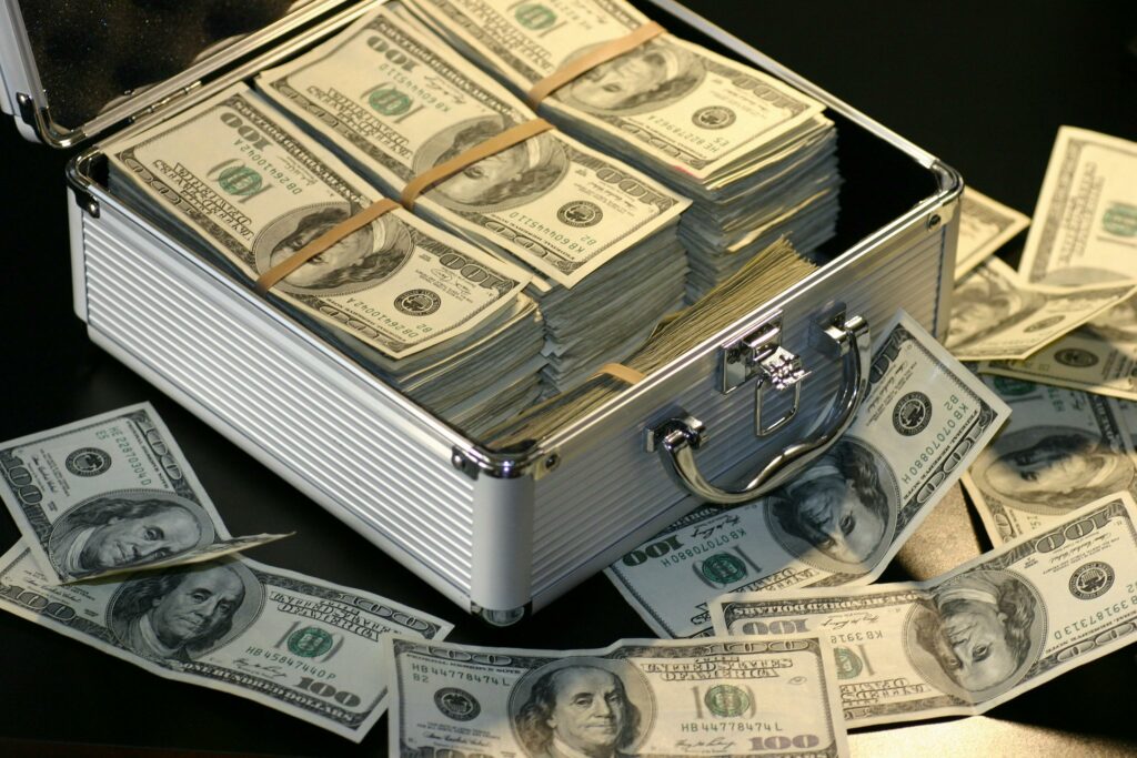 dollars in a brief case