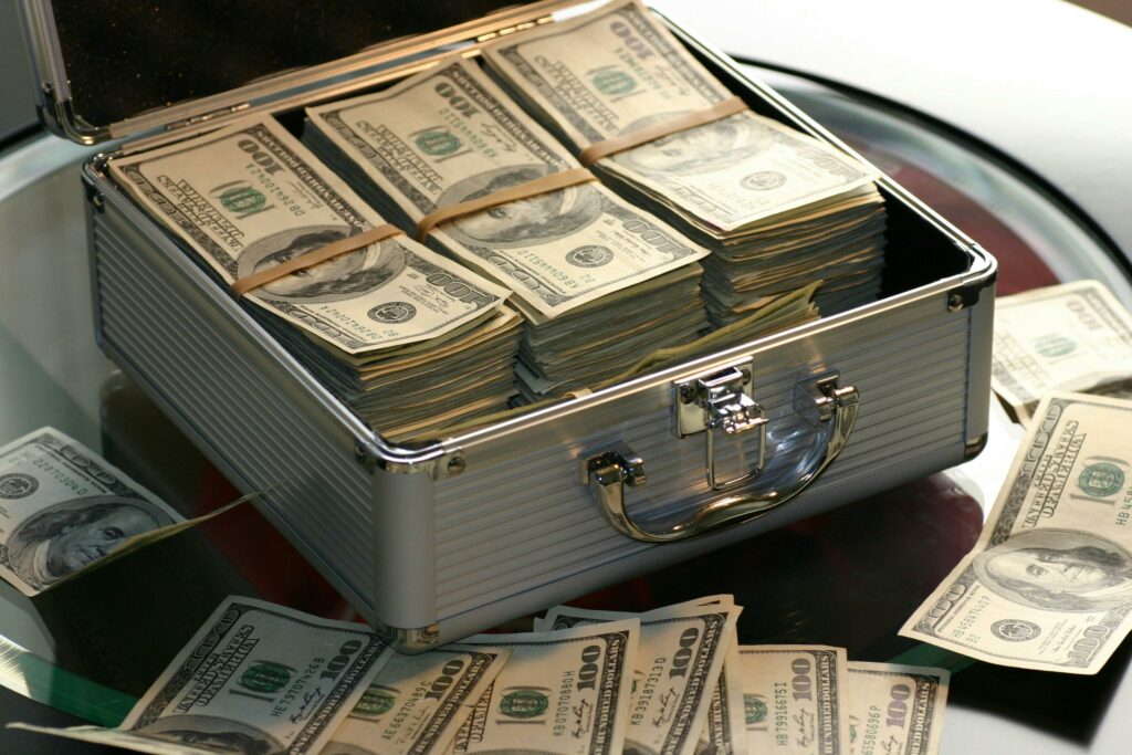 currency in a brief case