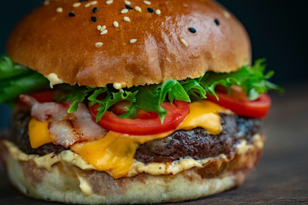 a freshly made burger