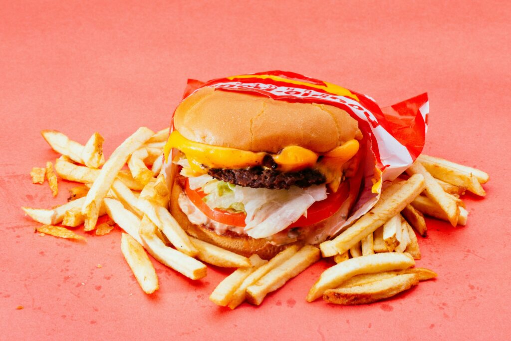 Hamburger an fries