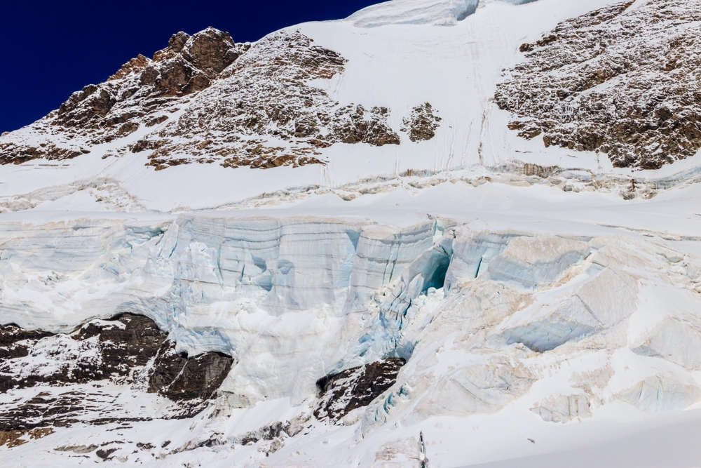 Permafrost snow high in the Swiss Alps