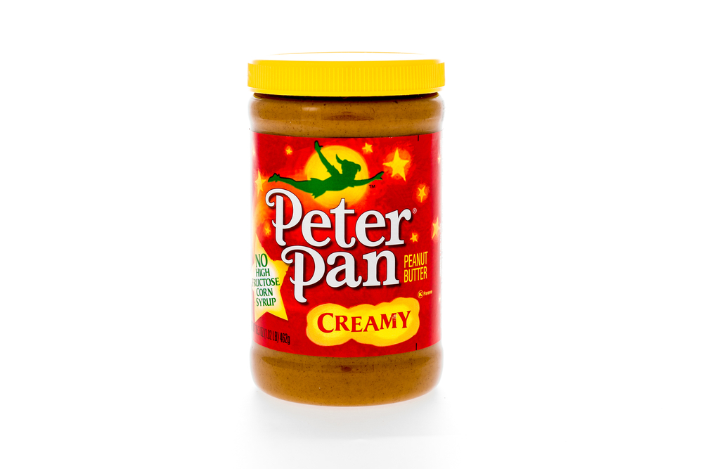 Winneconne, WI - 8 February 2015: Jar of Peter Pan Creamy peanut butter.
