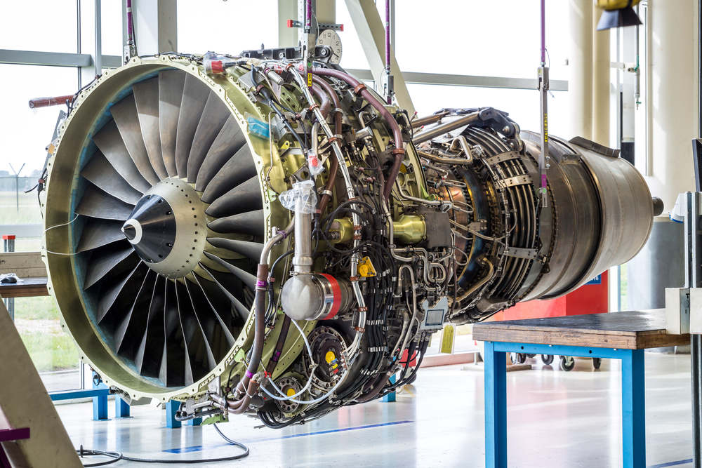 Engine's maintenance in huge industrial hall