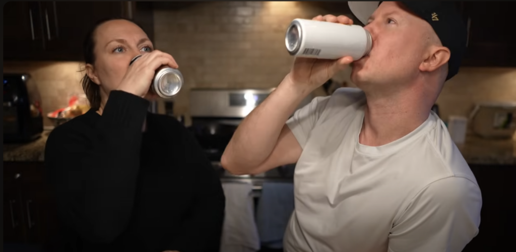 Evan and his wife's first drinks after a month of sobriety
