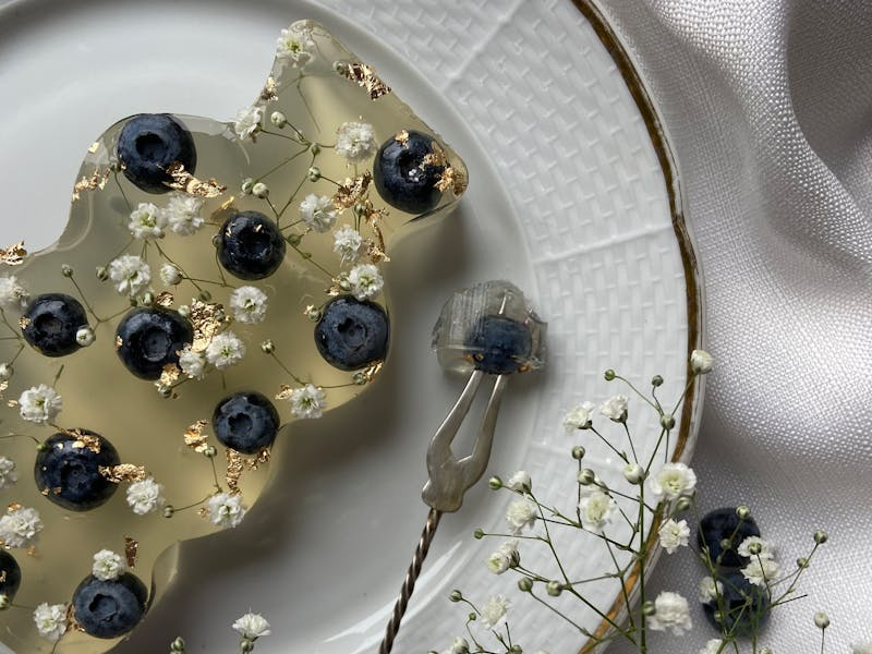 homemade Jello with fruit and flowers in it