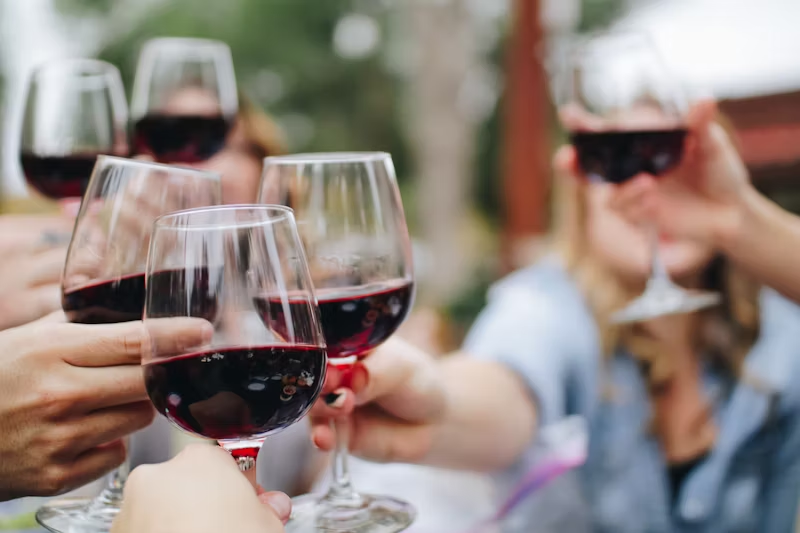 many glasses of red wine