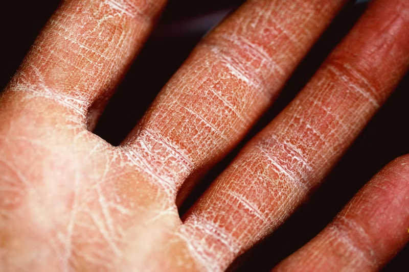 dry, cracked skin on someone's hand