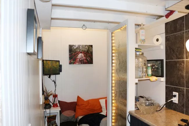 The inside of the tiny house.