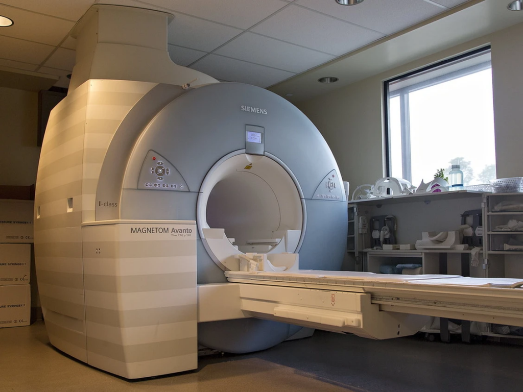 The MRI machine in question was an Optima MR450W, similar to this scanner seen in Brantford General Hospital.
