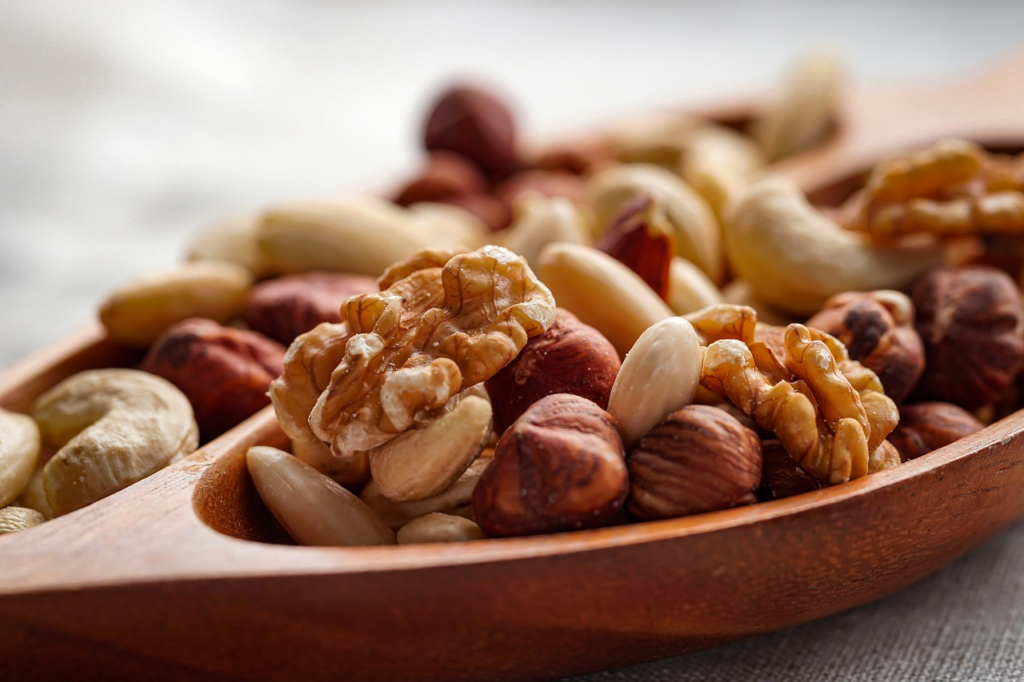 a few different nuts close up