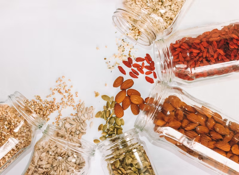 nuts and seeds spilling out of