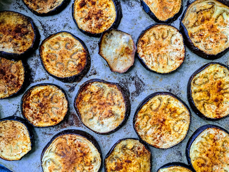 sliced baked eggplant