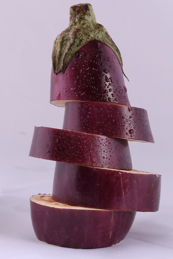 cut eggplant layered