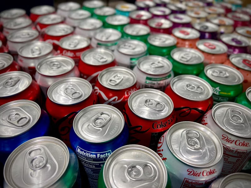 assorted cans of soda