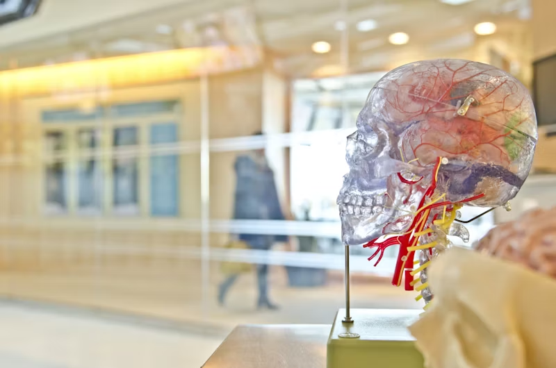 transparent head showing brain and nerves inside