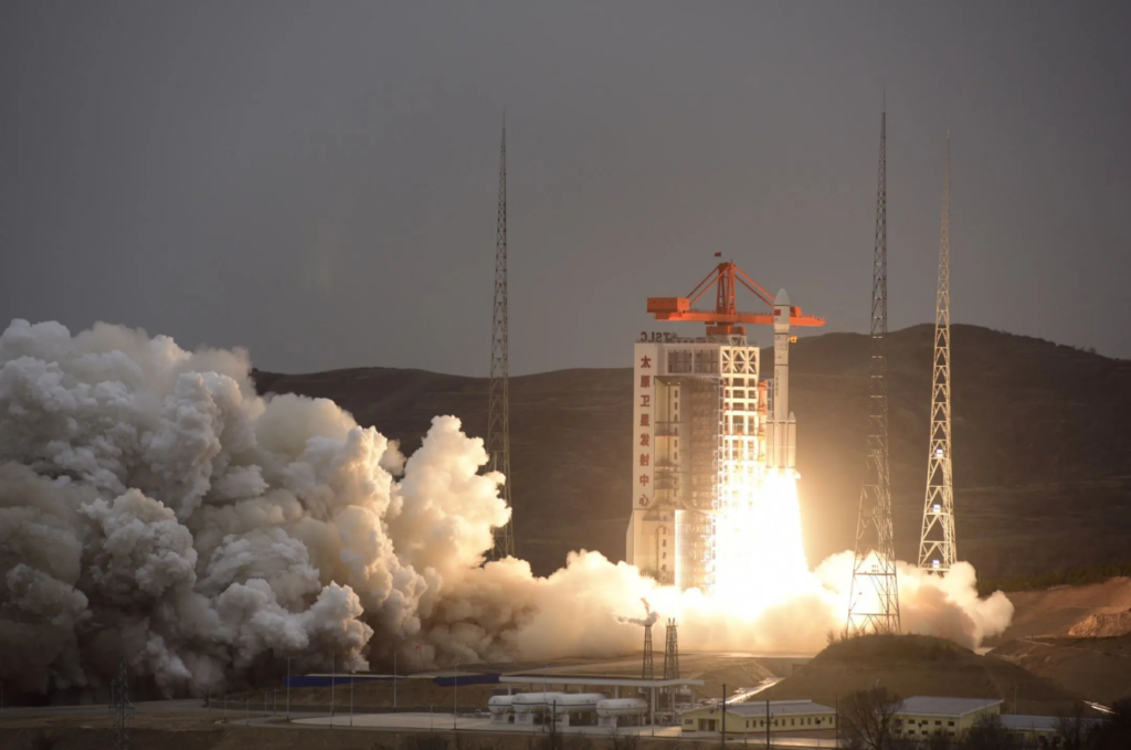 Liftoff for the first Long March 6A from a new launch complex at Taiyuan, north China
