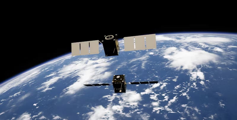 two satellites in orbit
