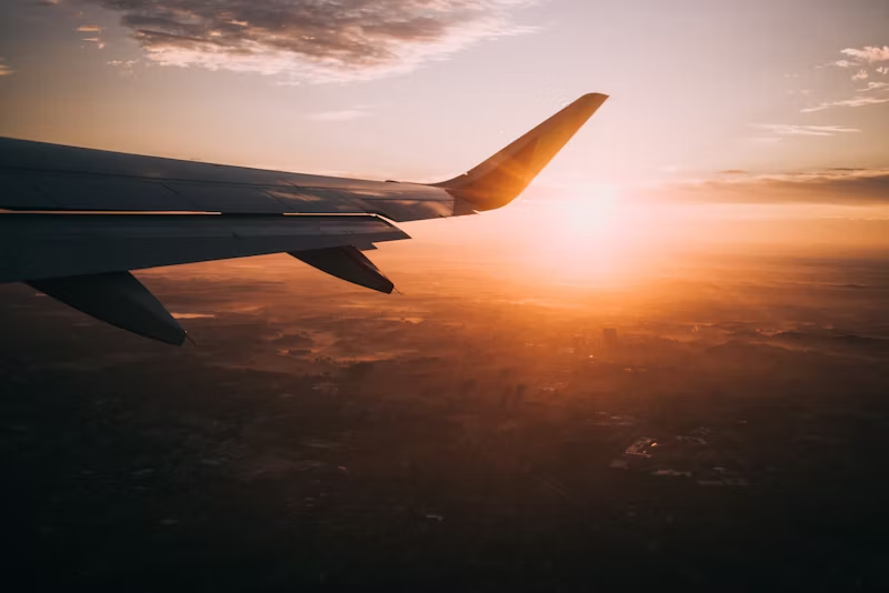 the sunset from a plane
